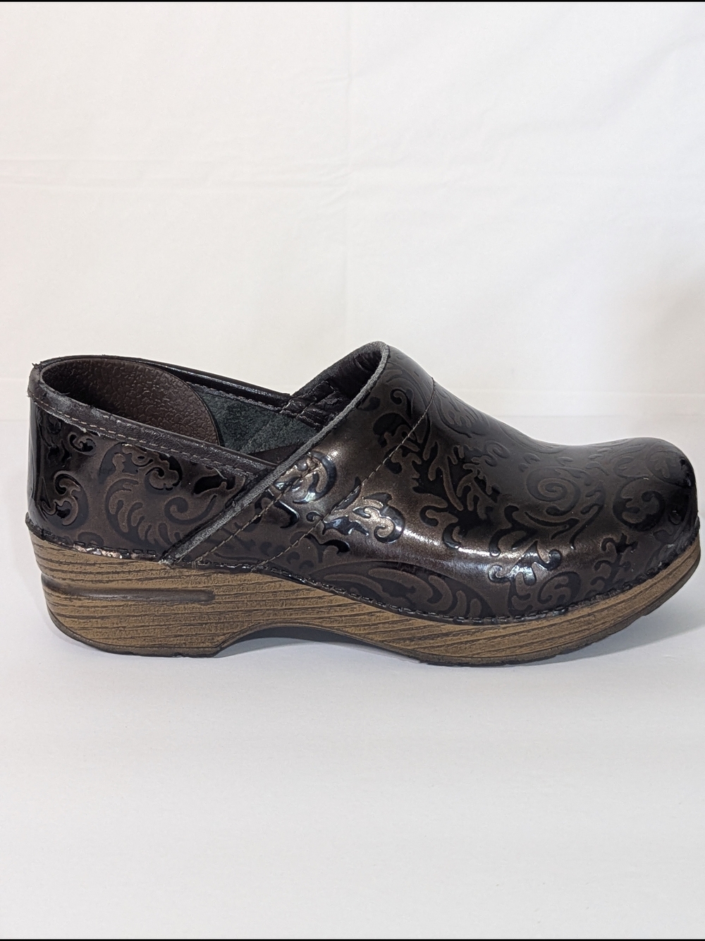 Dansko Professional Tooled Leather Clogs Womens EU 38 Brown Floral Slip Resistan - Picture 8 of 13